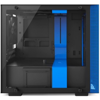 NZXT H200 - Mini-ITX PC Gaming Case - Tempered Glass Panel - All-Steel Construction - Enhanced Cable Management System - Water Cooling Ready - Black/Blue