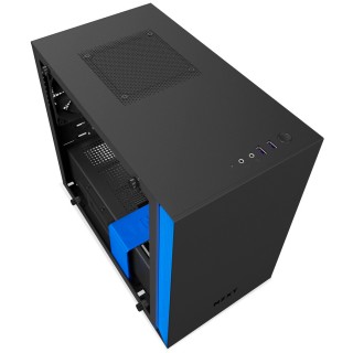 NZXT H200 - Mini-ITX PC Gaming Case - Tempered Glass Panel - All-Steel Construction - Enhanced Cable Management System - Water Cooling Ready - Black/Blue