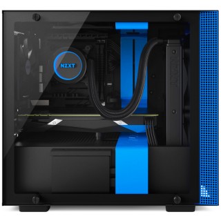 NZXT H200 - Mini-ITX PC Gaming Case - Tempered Glass Panel - All-Steel Construction - Enhanced Cable Management System - Water Cooling Ready - Black/Blue