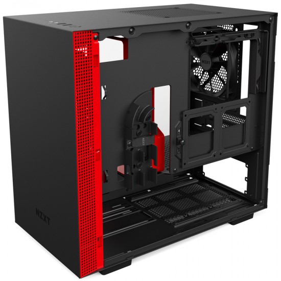 NZXT H200 - Mini-ITX PC Gaming Case - Tempered Glass Panel - All-Steel Construction - Enhanced Cable Management System - Water Cooling Ready - Black/Red