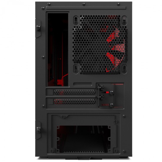 NZXT H200 - Mini-ITX PC Gaming Case - Tempered Glass Panel - All-Steel Construction - Enhanced Cable Management System - Water Cooling Ready - Black/Red