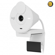 Logitech Brio 300 Full HD Webcam with Privacy Shutter, Noise Reduction Microphone, USB-C, certified for Zoom, Microsoft Teams, Google Meet, Auto Light Correction - Off White