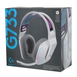 Logitech G733 Lightspeed WHITE Wireless Gaming Headset with Suspension Headband, LIGHTSYNC RGB, Blue VO! CE Microphone Technology and PRO-G Audio Drivers