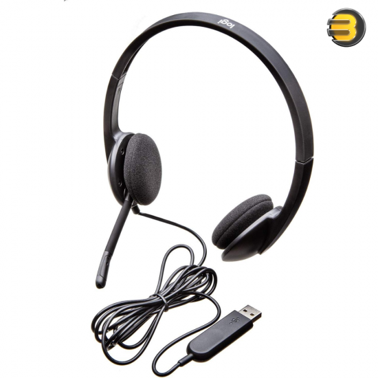 Logitech H340 USB Stereo Computer Headset Noise Cancellation For PC And Mac