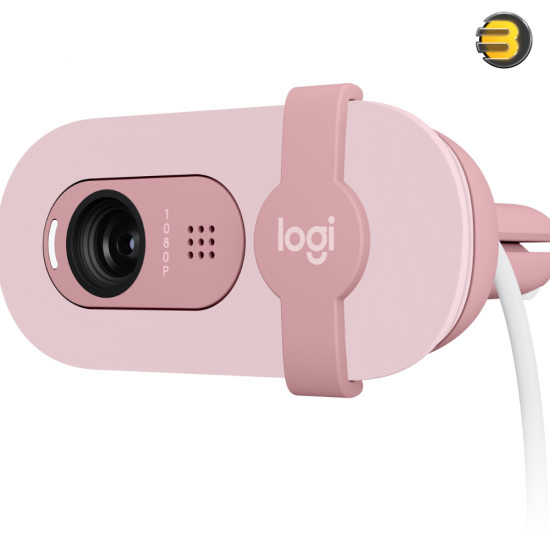 Logitech Brio 100 Full HD 1080p Webcam for Meetings and Streaming, Auto-Light Balance, Built-in Mic, Privacy Shutter, USB-A, for Microsoft Teams, Google Meet, Zoom and More - Rose