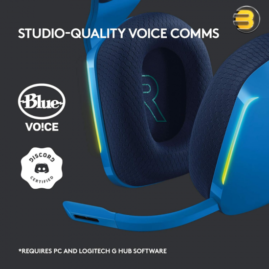 Logitech G733 Lightspeed Blue Wireless Gaming Headset with Suspension Headband, LIGHTSYNC RGB, Blue VO! CE Microphone Technology and PRO-G Audio Drivers