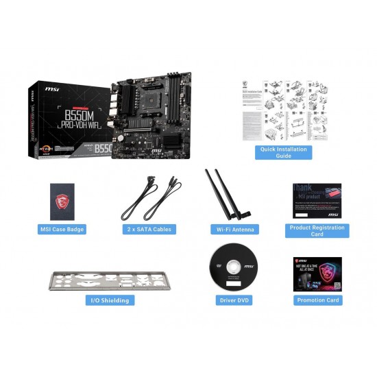 MSI PRO B550M PRO-VDH WIFI AM4 AMD B550 SATA 6Gb/s Micro ATX AMD Motherboard