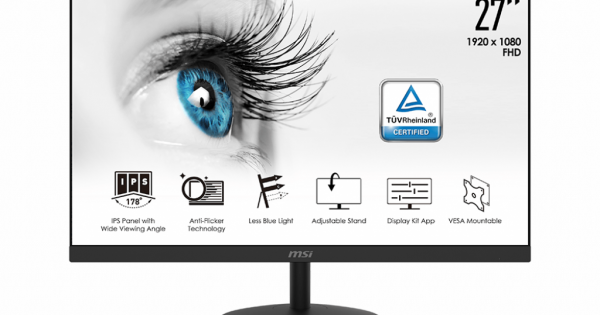 MSI MP271 27 IPS Monitor Full HD (1920x1080), Less Blue Light,  Anti-Flicker, Anti-Glare, Tiltable Display, Display Kit, Built-in Speakers