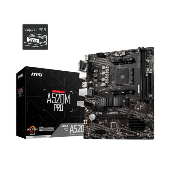 MSI A520M PRO AM4 AMD A520 SATA 6Gb/s Micro ATX AMD Motherboard