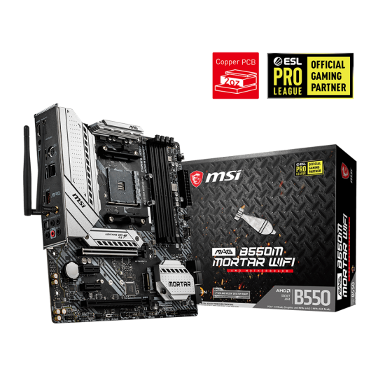 MSI MAG B550M MORTAR WIFI AM4 AMD B550 SATA 6Gb/s Micro ATX AMD Motherboard MSI MAG B550M MORTAR WIFI AM4 AMD B550 SATA 6Gb/s Micro ATX AMD Motherboard