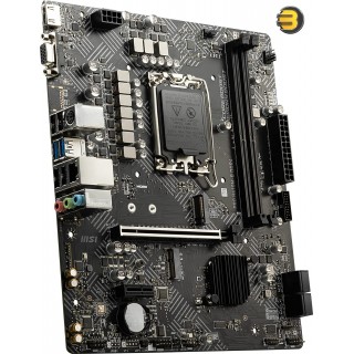 MSI PRO H610M-B DDR4 Motherboard Micro-ATX LGA 1700, 2 x DIMMs (3200MHz), 1x PCIe 4.0 x16 slot, 1 x M.2 Gen3, USB 3.2 Gen1, 1G LAN, HDMI 2.1 & VGA