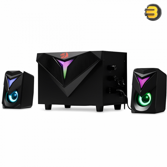 Redragon GS700 Toccata RGB 2.1 Gaming Subwoofer Speakers  Aux 3.5mm Stereo Surround Heavy Bass sound loudspeakers