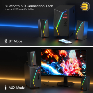 Redragon ANVIL GS520 PRO 2.1 Channel Gaming Speaker with Subwoofer, RGB Stereo Speakers Redragon ANVIL GS520 PRO 2.1 Channel Gaming Speaker with Subwoofer, RGB Stereo Speakers