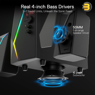 Redragon ANVIL GS520 PRO 2.1 Channel Gaming Speaker with Subwoofer, RGB Stereo Speakers Redragon ANVIL GS520 PRO 2.1 Channel Gaming Speaker with Subwoofer, RGB Stereo Speakers