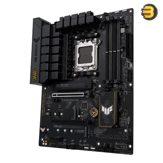 ASUS TUF GAMING B650-E WIFI — AMD B650 AM5 ATX motherboard DDR5 — 8+2 teamed power stages, PCIe 5.0, a PCIe 5.0 M.2 slot, Realtek 2.5 Gb Ethernet, Wi-Fi 6E, HDMI, DisplayPort, front USB 20Gbps Type-C