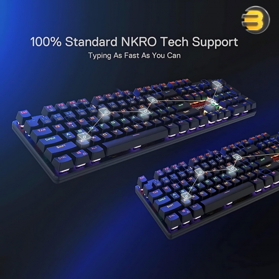 Redragon K608 Valheim LED Rainbow Backlit Gaming Keyboard, 104 Keys NKRO Mechanical Keyboard