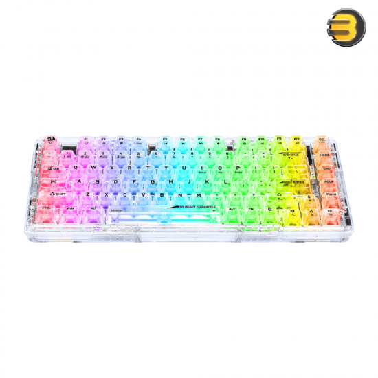 Redragon K649 PRO 78% Wireless Gasket RGB Gaming Keyboard, 3-Modes 82 Keys Full-Transparent Hot-Swap Compact Mechanical Keyboard w/Upgraded Socket, Sound Absorbing Foams, Translucent Custom Switch