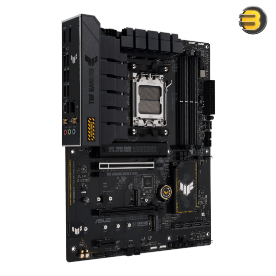 ASUS TUF GAMING B650-E WIFI — AMD B650 AM5 ATX motherboard DDR5 — 8+2 teamed power stages, PCIe 5.0, a PCIe 5.0 M.2 slot, Realtek 2.5 Gb Ethernet, Wi-Fi 6E, HDMI, DisplayPort, front USB 20Gbps Type-C