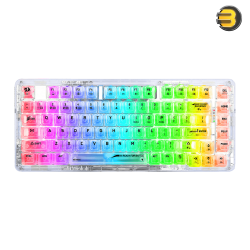 Redragon K649 PRO 78% Wireless Gasket RGB Gaming Keyboard, 3-Modes 82 Keys Full-Transparent Hot-Swap Compact Mechanical Keyboard w/Upgraded Socket, Sound Absorbing Foams, Translucent Custom Switch