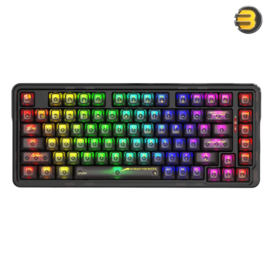 Redragon K649 PRO 78% Wireless Gasket RGB Gaming Keyboard, 3-Modes 82 Keys Full-Transparent Hot-Swap Compact Mechanical Keyboard w/Upgraded Socket, Sound Absorbing Foams, Translucent Custom Switch