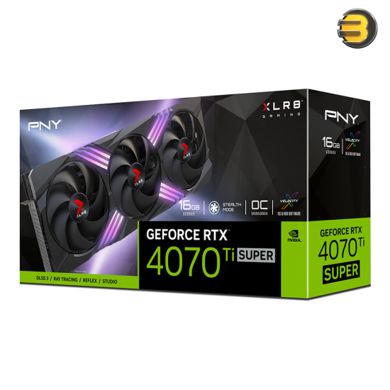 PNY RTX 4070 Ti SUPER 16GB OC XLR8 ARGB TF VERTO — 256-Bit GDDR6X - 1 x HDMI 2.1 - 3 x DisplayPort 1.4a - 8448 CUDA Cores - PCI Express 4.0 x16