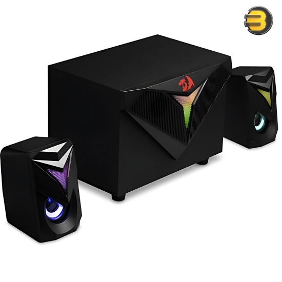 Redragon GS700 Toccata RGB 2.1 Gaming Subwoofer Speakers  Aux 3.5mm Stereo Surround Heavy Bass sound loudspeakers