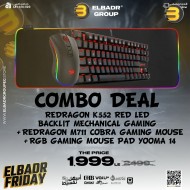 REDRAGON K552 RED + REDRAGOM M711 COBRA + YOOMA 14 RGB MOUSE PAD