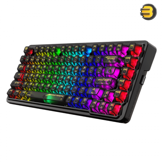 Redragon K649 PRO 78% Wireless Gasket RGB Gaming Keyboard, 3-Modes 82 Keys Full-Transparent Hot-Swap Compact Mechanical Keyboard w/Upgraded Socket, Sound Absorbing Foams, Translucent Custom Switch