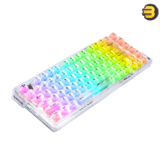 Redragon K649 PRO 78% Wireless Gasket RGB Gaming Keyboard, 3-Modes 82 Keys Full-Transparent Hot-Swap Compact Mechanical Keyboard w/Upgraded Socket, Sound Absorbing Foams, Translucent Custom Switch