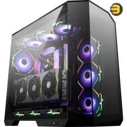MSI MAG PANO 100L PZ Mid-Tower Case — ABS/SPCC, 270° Panoramic Glass, ATX/mATX/ITX Support (Regular & Back-Connect), GPU up to 380mm, CPU Cooler 166mm, USB 3.2 Gen2x2 Type-C, 8 Slots, 3x 120/140mm Top Fans, 2x 2.5"/3.5" Bays
