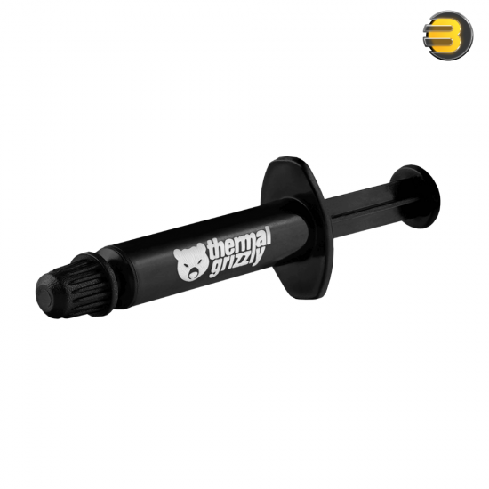 Thermal Grizzly Kryonaut Thermal Paste, 1g syringe — non‑conductive (0 pS/m), density 3.7 g/cm³, viscosity 130–170 Pa·s, operating −250°C to +350°C, silver‑matt color; engineered for extreme overclocking with excellent thermal conductivity
