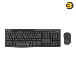 Logitech MK295 Silent Wireless Keyboard and Mouse Combo — 10m Wifi Range, 2.4GHz Wireless, Nano USB Receiver, Silent Touch Technology, UK English/ Arabic Qwerty Layout, Graphite
