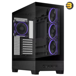 ASUS A31 PLUS Mid Tower ATX Case Black — Tempered Glass Front & Side Panels, 4x 120mm ARGB Fans Pre-installed, Support for Hidden-Connector Motherboards, Up to 360mm Radiator & 380mm GPU, USB 3.2 Gen2x2 Type-C