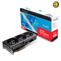 Sapphire PULSE AMD Radeon RX 7900 XT 20GB GDDR6 PCIe 4.0 x16 Graphics Card —1500 MHz Core Clock, 2450 MHz Boost Clock, 5376 Stream Processors, 320-bit Bus, 20 Gbps Memory, 2x HDMI 2.1, 2x DisplayPort 2.1, Triple-Fan Cooling, 313 mm, 331W TDP