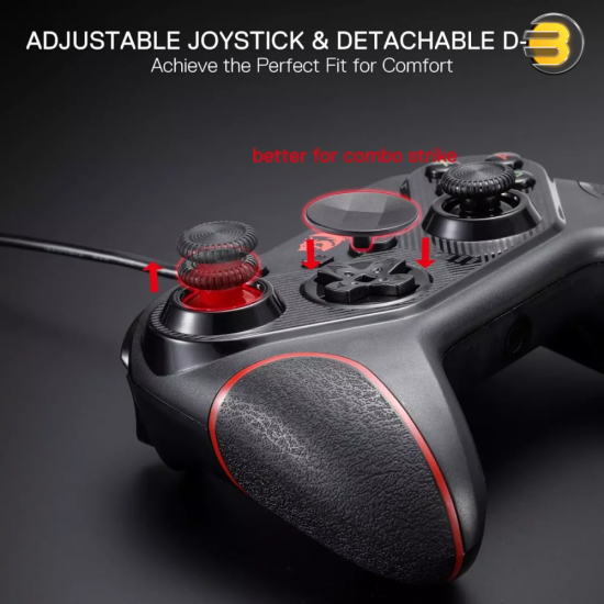 Redragon G710 RIFT Wired Gaming Controller — Dual Vibration Motors, Rapid Trigger, Ergonomic Design, 4 Programmable Keys, Customizable Macros, Adjustable Joystick Heights – Compatible with PC, Android, Nintendo Switch Redragon G710 RIFT Wired Gaming Controller — Dual Vibration Motors, Rapid Trigger, Ergonomic Design, 4 Programmable Keys, Customizable Macros, Adjustable Joystick Heights – Compatible with PC, Android, Nintendo Switch