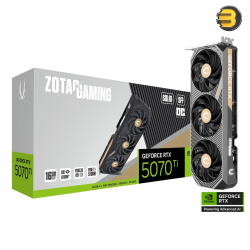 ZOTAC GAMING RTX 5070 Ti SOLID SFF OC 16GB GDDR7 GPU — 256-bit, PCIe 5.0 x16, 8960 CUDA Cores, Boost 2482MHz, 28Gbps, 3x DP 2.1b, HDMI 2.1, IceStorm 2.0 Cooling, FREEZE Fan Stop, Metal Backplate, White LED, Dual Slot, 300W TDP