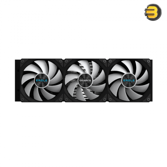 GIGABYTE EAGLE 360 AIO Liquid CPU Cooler Black GIGABYTE EAGLE 360 All-In-One liquid CPU cooler with 3x 120mm ARGB fans, copper cold plate, aluminum radiator and stealth black aesthetic design