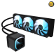 GIGABYTE EAGLE 360 AIO Liquid CPU Cooler Black GIGABYTE EAGLE 360 All-In-One liquid CPU cooler with 3x 120mm ARGB fans, copper cold plate, aluminum radiator and stealth black aesthetic design