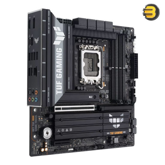 ASUS TUF GAMING B860M-PLUS Micro ATX LGA1851 DDR5 Motherboard ASUS TUF GAMING B860M-PLUS Micro ATX motherboard with LGA1851 socket, DDR5 slots, USB 20Gbps Type-C and PCIe 5.0 support