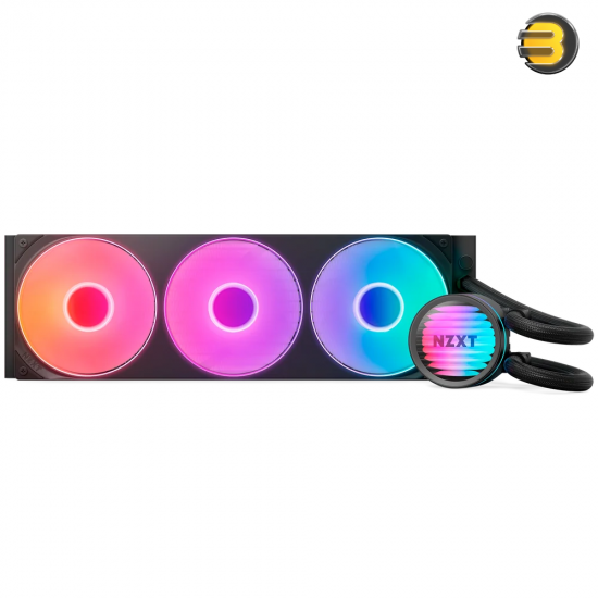 NZXT Kraken Core 360 RGB AIO liquid CPU cooler in matte black with copper cold plate, 19-LED RGB pump cap, and included F360 RGB Core single-frame fan