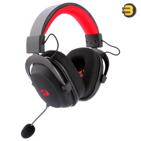 Redragon H510 PRO Zeus Pro triple-mode gaming headset in black with virtual 7.1 surround sound, 2.4GHz/Bluetooth/USB-C connectivity, detachable ANC boom mic and RGB earcup lighting