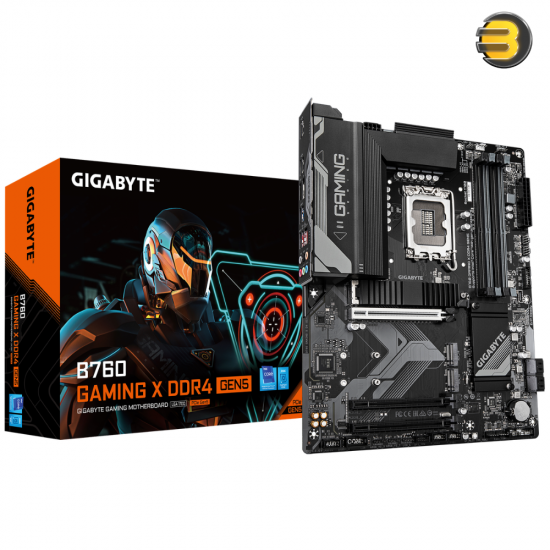 GIGABYTE B760 GAMING X DDR4 GEN5 ATX LGA1700 DDR4 Motherboard GIGABYTE B760 GAMING X DDR4 GEN5 ATX motherboard with LGA1700 socket, DDR4 slots, PCIe 5.0 and 2.5GbE LAN