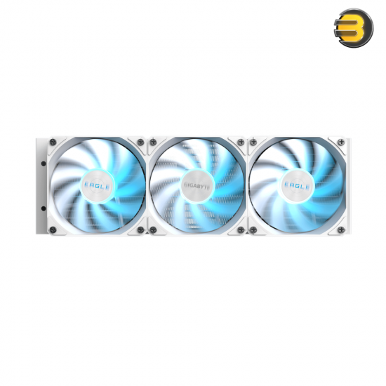 GIGABYTE EAGLE 360 ICE AIO Liquid CPU Cooler White GIGABYTE EAGLE 360 ICE All-In-One liquid CPU cooler with 3x 120mm ARGB fans, copper cold plate, aluminum radiator and pristine white ICE design