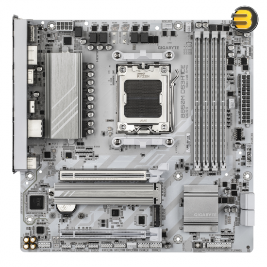 GIGABYTE B850M DS3H ICE Micro ATX AM5 DDR5 Motherboard GIGABYTE B850M DS3H ICE Micro ATX motherboard with AM5 socket, DDR5 slots, HDMI 2.1, DisplayPort 1.4 and white ICE design