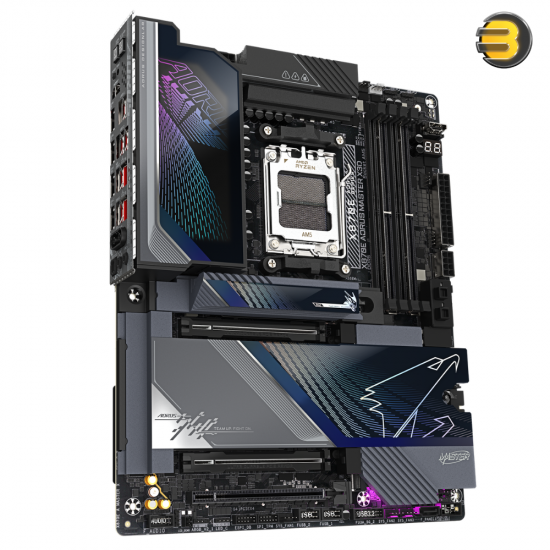 GIGABYTE X870E AORUS MASTER X3D ATX AM5 DDR5 Motherboard GIGABYTE X870E AORUS MASTER X3D ATX motherboard with AM5 socket, DDR5 slots, dual LAN, Wi-Fi 7 and USB4 ports