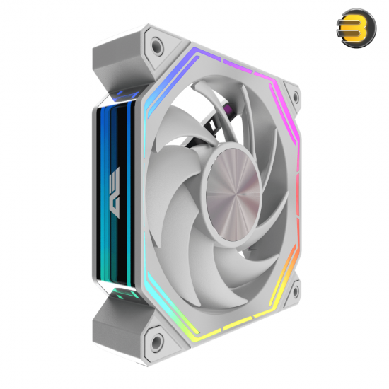 DarkFlash INF34 120mm RGB fan in white with anti-vibration mounts and hydro bearing