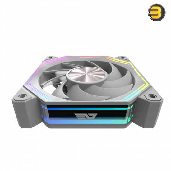 DarkFlash INF34 120mm RGB fan in white with anti-vibration mounts and hydro bearing