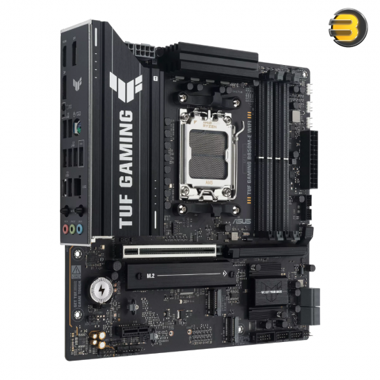 ASUS TUF GAMING B850M-E WIFI Micro ATX AM5 DDR5 Motherboard ASUS TUF GAMING B850M-E WIFI Micro ATX motherboard with AM5 socket, DDR5 slots, Wi-Fi 6E and PCIe 5.0 support