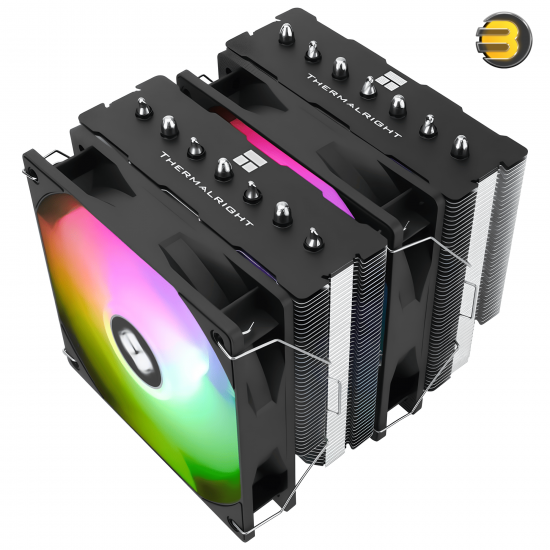 Thermalright Phantom Spirit 120 SE ARGB Dual-Tower CPU Cooler — 7x6mm Heatpipes, Dual 120mm S-FDB PWM Fans, 1500RPM, 66.17CFM, 25.6dBA, 280W TDP, ARGB 3-Pin 5V, Nickel-Plated Copper Base, Intel LGA1700/1200/115X, AMD AM4/AM5 Compatible, Black