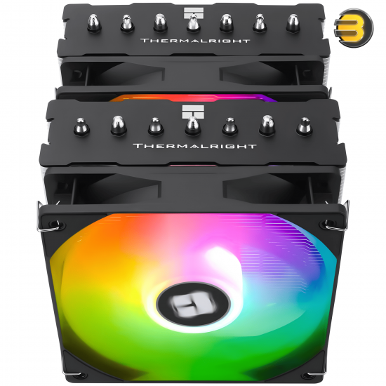 Thermalright Phantom Spirit 120 SE ARGB Dual-Tower CPU Cooler — 7x6mm Heatpipes, Dual 120mm S-FDB PWM Fans, 1500RPM, 66.17CFM, 25.6dBA, 280W TDP, ARGB 3-Pin 5V, Nickel-Plated Copper Base, Intel LGA1700/1200/115X, AMD AM4/AM5 Compatible, Black